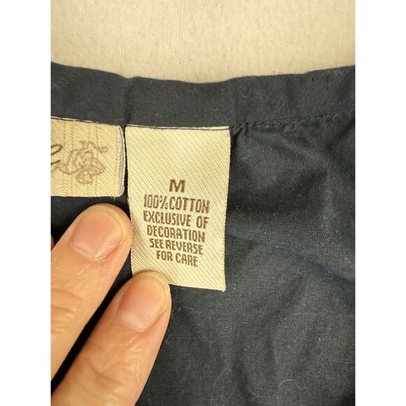 Y2k Boho Festival Embroidered Tie Back Short Sleeve shirt M - Picture 7 of 11